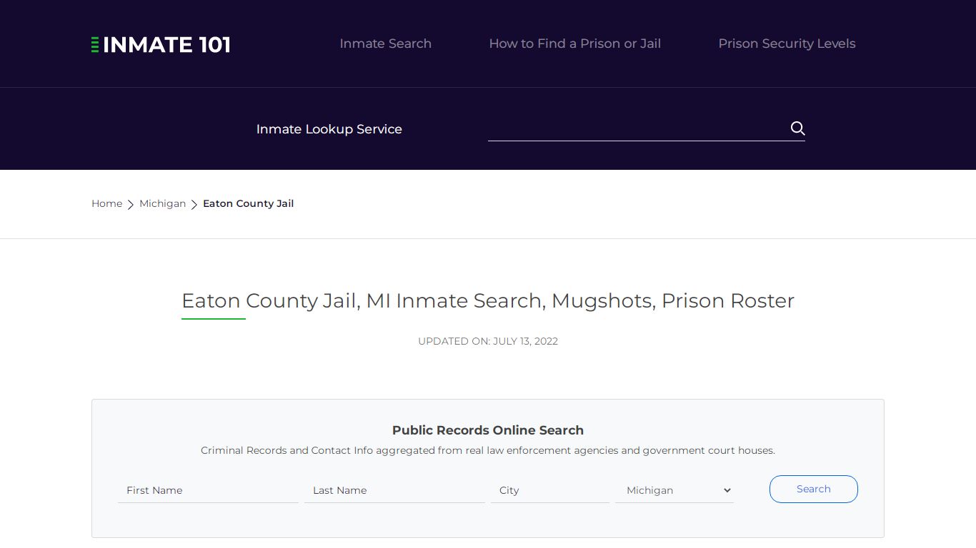 Eaton County Jail, MI Inmate Search, Mugshots, Prison ...